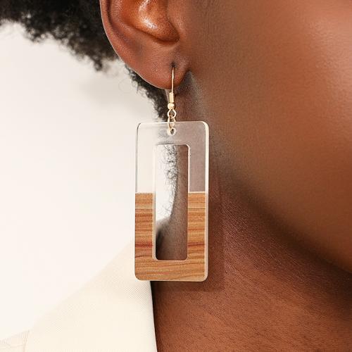 Tibetan Style Drop Earrings, with Acrylic, plated, different styles for choice & for woman, brown, Sold By Pair