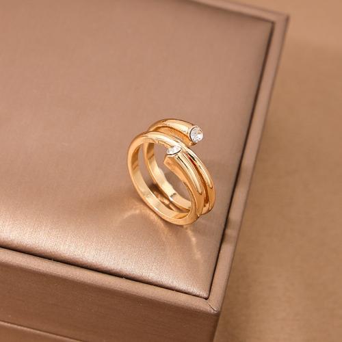 Tibetan Style Finger Ring, plated, micro pave cubic zirconia & for woman, gold, Sold By PC