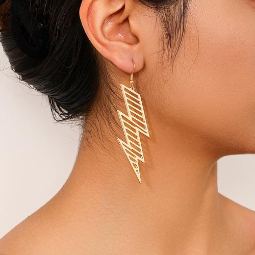 Tibetan Style Drop Earrings, Lightning Symbol, plated, for woman, gold, Sold By Pair