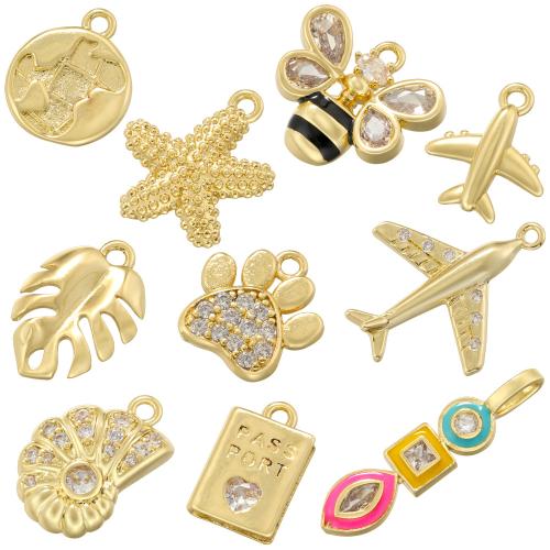 Cubic Zirconia Micro Pave Brass Pendant, plated, DIY & different styles for choice & micro pave cubic zirconia & enamel, more colors for choice, Sold By PC