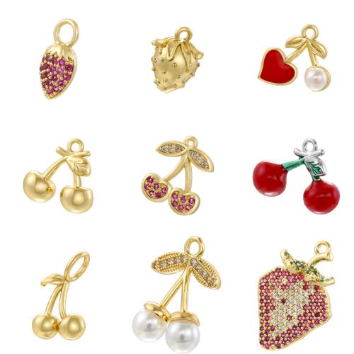 Cubic Zirconia Micro Pave Brass Pendant, with Plastic Pearl, plated, DIY & different styles for choice & micro pave cubic zirconia & enamel, more colors for choice, Sold By PC