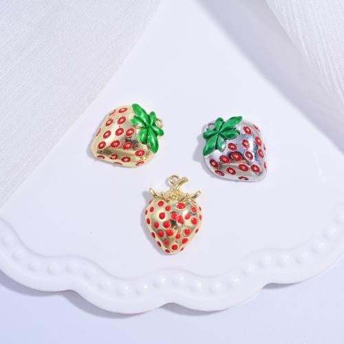 Brass Jewelry Pendants, Strawberry, plated, different styles for choice & for woman & enamel, more colors for choice, Sold By PC