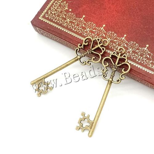 Tibetan Style Key Pendants, plated, DIY, more colors for choice, 58x18mm, 100PCs/Bag, Sold By Bag