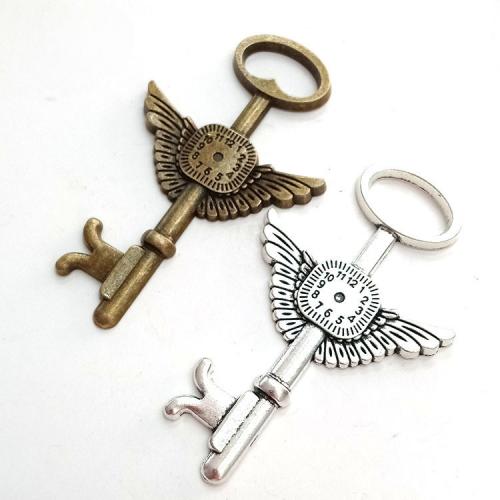 Tibetan Style Key Pendants, plated, DIY, more colors for choice, 74x44x3mm, 100PCs/Bag, Sold By Bag