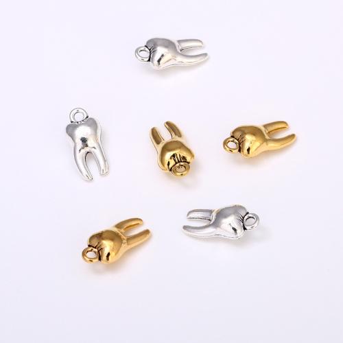 Zink-Aluminium-Anhänger, Zinklegierung, Zahn, plattiert, DIY, keine, 15x7mm, 100PCs/Tasche, verkauft von Tasche