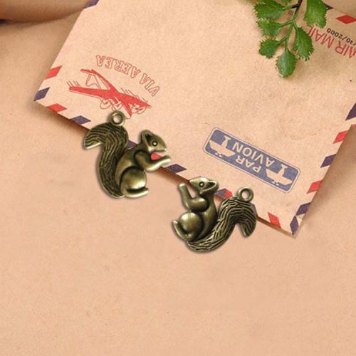 Tibetan Style Animal Pendants, Squirrel, antique bronze color plated, DIY, 21x21x4mm, 100PCs/Bag, Sold By Bag