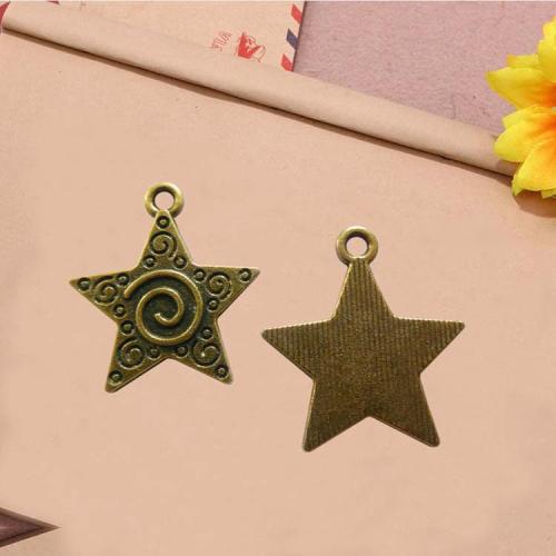 Tibetan Style Star Pendant, antique bronze color plated, DIY, 23x20x2mm, 100PCs/Bag, Sold By Bag