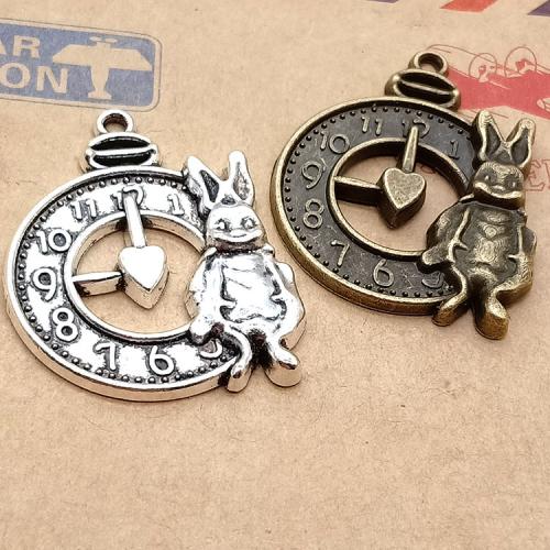 Tibetan Style Pendants, Clock, plated, DIY, more colors for choice, 31x25mm, 100PCs/Bag, Sold By Bag