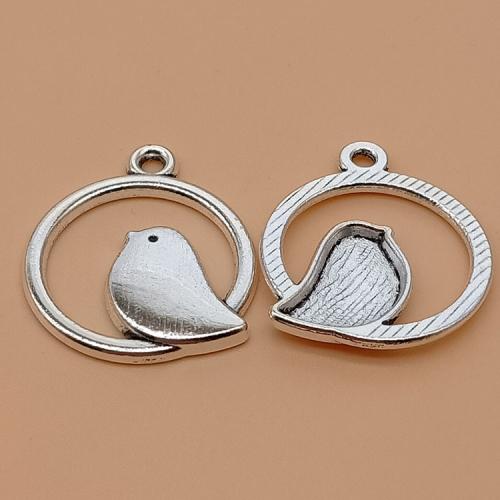 Zinklegierung Tier Anhänger, Vogel, antik silberfarben plattiert, DIY, 24x20mm, 100PCs/Tasche, verkauft von Tasche