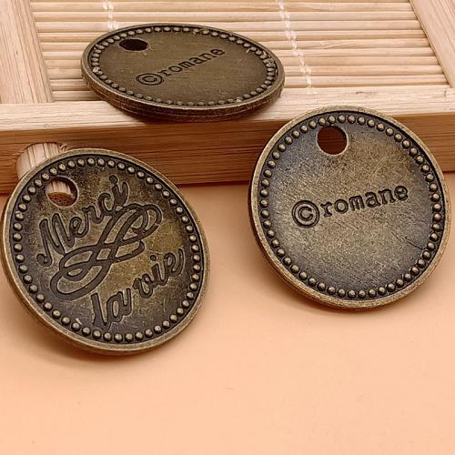 Tibetan Style Pendants, Round, antique bronze color plated, DIY, 25mm, 100PCs/Bag, Sold By Bag