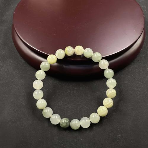 Green Jade Bracelet, Round, handmade, elastic & Unisex, Length:Approx 6.3-7.87 Inch, Sold By PC