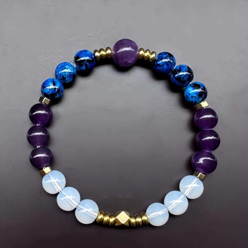 Gemstone Bracelets, Amethyst, with Opal & Tibetan Style, handmade, fashion jewelry & Unisex, Length:Approx 6.3-7.87 Inch, Sold By PC