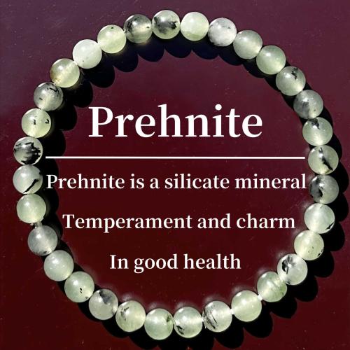 Natural Prehnite Bracelet, Round, handmade, fashion jewelry & Unisex, beads length 6mm, Length:Approx 6.3-7.87 Inch, Sold By PC