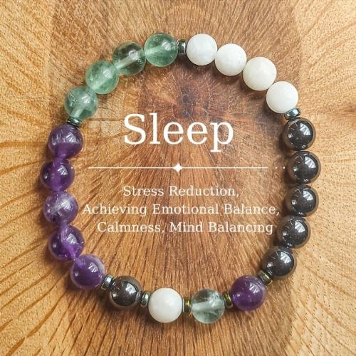 Gemstone Bracelets, Colorful Fluorite, with Jade White & Hematite & Amethyst, Round, handmade, fashion jewelry & Unisex, Length:Approx 5.9-7.87 Inch, Sold By PC