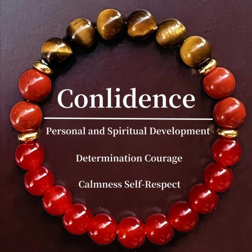 Gemstone Bracelets, Tiger Eye, with Jade Red & Red Agate, Round, handmade, fashion jewelry & Unisex, Length:Approx 6.3-7.87 Inch, Sold By PC