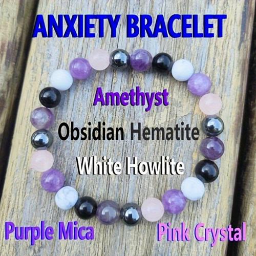 Amethyst Bracelet, with Magnesite & Obsidian & Hematite, Round, polished, fashion jewelry & Unisex, Length:Approx 7.48 Inch, Sold By PC