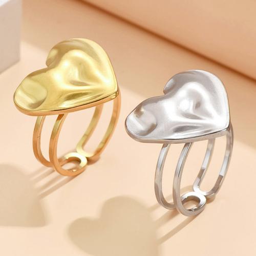 Stainless Steel Finger Ring, 304 Stainless Steel, Heart, fashion jewelry & for woman, more colors for choice, US Ring Size:7, Sold By PC