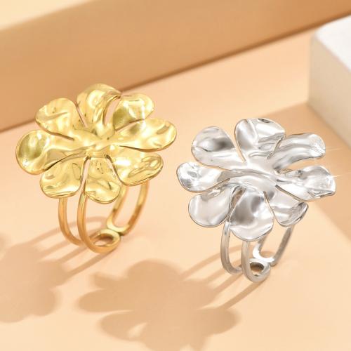 Stainless Steel Finger Ring, 304 Stainless Steel, Flower, fashion jewelry & for woman, more colors for choice, US Ring Size:7, Sold By PC