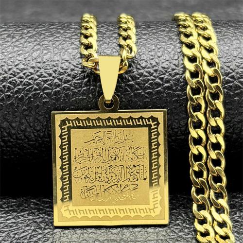 Stainless Steel Jewelry Necklace, 304 Stainless Steel, Square, fashion jewelry & Unisex, more colors for choice, 24x24mm, Length:Approx 60 cm, Sold By PC