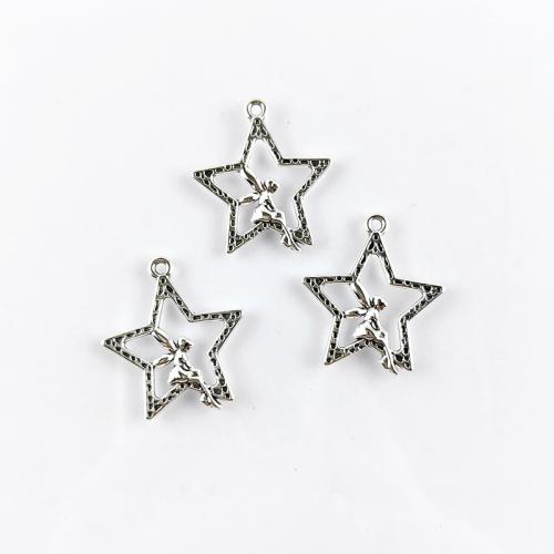 Tibetan Style Star Pendant, antique silver color plated, DIY, nickel, lead & cadmium free, 25x28mm, Hole:Approx 2mm, Approx 100PCs/Bag, Sold By Bag