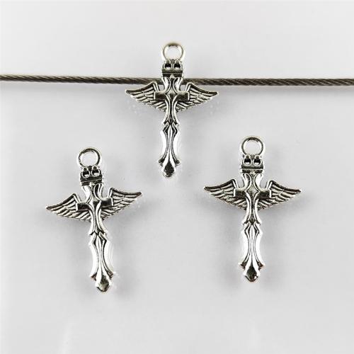 Tibetan Style Cross Pendants, antique silver color plated, DIY, nickel, lead & cadmium free, 19x30mm, Hole:Approx 2.5mm, Approx 100PCs/Bag, Sold By Bag