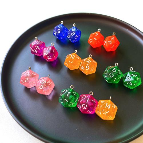 Resin Pendant, with Iron, Dice, DIY & enamel, more colors for choice, 22mm, Approx 100PCs/Bag, Sold By Bag