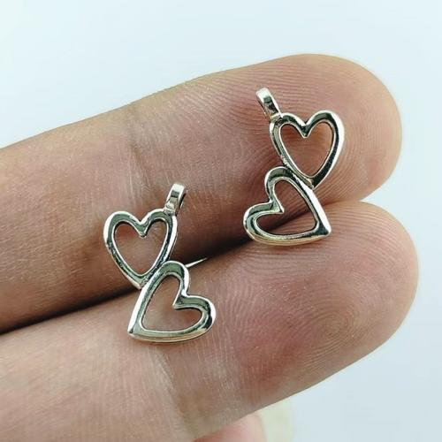 Colgantes de Aleación de Zinc en Forma de Corazón, chapado en color de plata antigua, Bricolaje, libre de níquel, plomo & cadmio, 10x18mm, 100PCs/Bolsa, Vendido por Bolsa