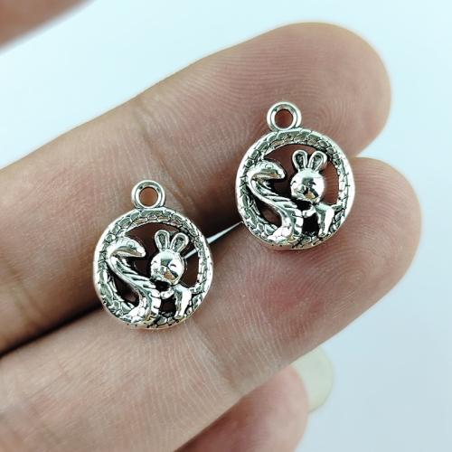 Tibetan Style Pendants, Round, antique silver color plated, DIY, nickel, lead & cadmium free, 14x18mm, 100PCs/Bag, Sold By Bag