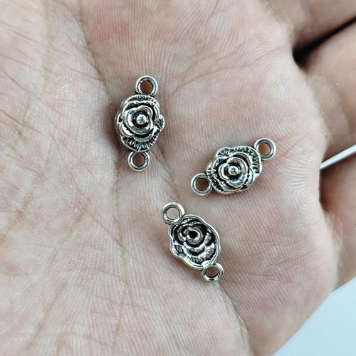 Fleur Tibetan Style connecteur, alliage de zinc, Plaqué de couleur d'argent, DIY & boucle de 1/1, protéger l'environnement, sans nickel, plomb et cadmium, 18x10mm, 100PC/sac, Vendu par sac