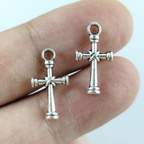 Zinklegierung Kreuz Anhänger, antik silberfarben plattiert, DIY, frei von Nickel, Blei & Kadmium, 11x20mm, 100PCs/Tasche, verkauft von Tasche