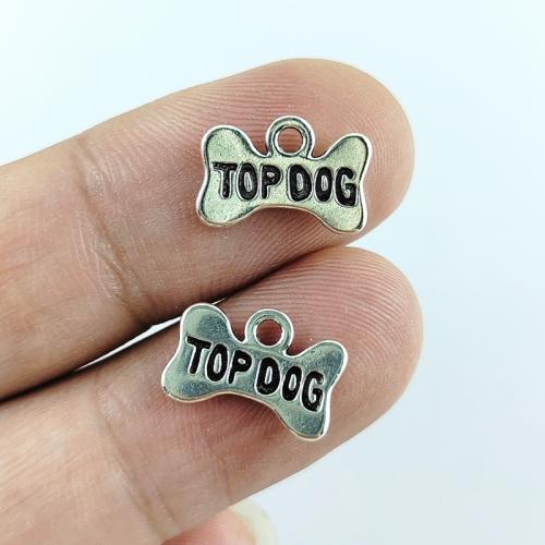 Tibetan Style Pendants, Dog Bone, antique silver color plated, DIY, nickel, lead & cadmium free, 15x10mm, 100PCs/Bag, Sold By Bag