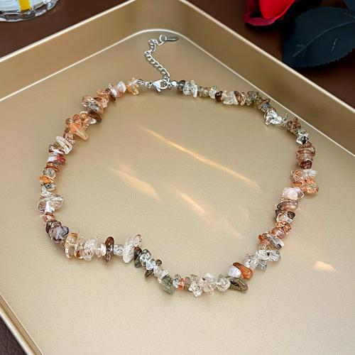 Natural Gemstone Necklace, with 7cm extender chain, fashion jewelry, mixed colors, Length:40 cm, Sold By PC