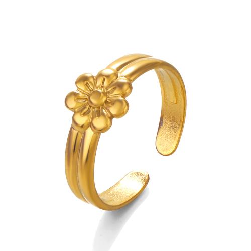 Stainless Steel Finger Ring, 304 Stainless Steel, Flower, plated, fashion jewelry, more colors for choice, Sold By PC