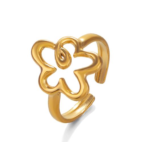 Stainless Steel Finger Ring, 304 Stainless Steel, Flower, plated, fashion jewelry, more colors for choice, Sold By PC