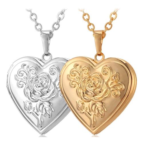 Fashion Locket Necklace, 304 Stainless Steel, with 2Inch extender chain, Heart, plated, can open and put into something & fashion jewelry & for woman, more colors for choice, Length:20 Inch, Sold By PC