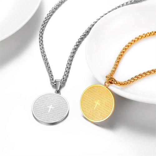 Stainless Steel Jewelry Necklace, 304 Stainless Steel, with 2 Inch extender chain, Round, plated, fashion jewelry & for man, more colors for choice, Length:18 Inch, Sold By PC