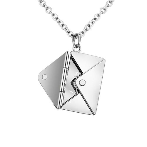 Stainless Steel Jewelry Necklace, 304 Stainless Steel, with 5cm extender chain, Envelope, polished, can open and put into something & different designs for choice & for woman, more colors for choice, Length:45 cm, Sold By PC