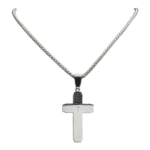 Stainless Steel Jewelry Necklace, 304 Stainless Steel, Cross, plated, fashion jewelry & for man, more colors for choice, Length:23.62 Inch, Sold By PC