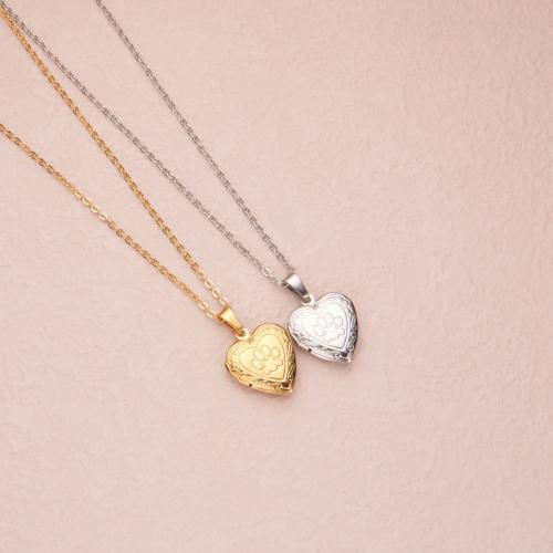 Fashion Locket Necklace, 304 Stainless Steel, with 2 Inch extender chain, Heart, polished, can open and put into something & fashion jewelry & for woman, more colors for choice, Length:18 Inch, Sold By PC