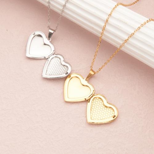 Fashion Locket Necklace, 304 Stainless Steel, with 2 Inch extender chain, Heart, polished, can open and put into something & fashion jewelry & for woman, more colors for choice, Length:18 Inch, Sold By PC