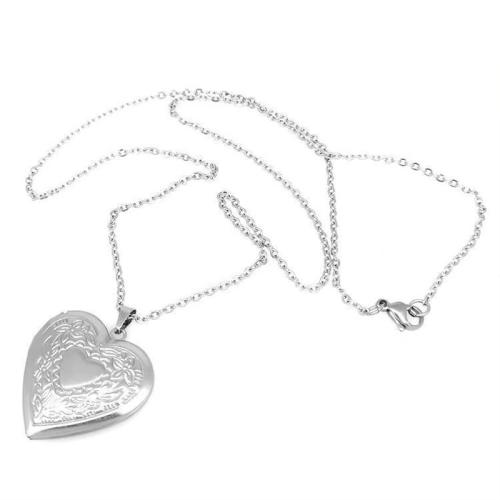 Fashion Locket Necklace, 304 Stainless Steel, Heart, plated, can open and put into something & fashion jewelry & for woman, more colors for choice, Length:51-60 cm, Sold By PC