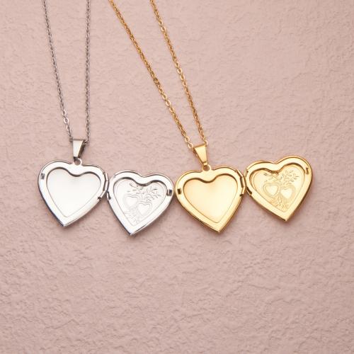 Fashion Locket Necklace, 304 Stainless Steel, with 2 Inch extender chain, Heart, polished, can open and put into something & fashion jewelry & Unisex, more colors for choice, Length:18 Inch, Sold By PC