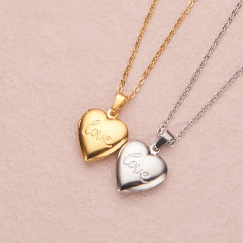 Fashion Locket Necklace, 304 Stainless Steel, with 2 Inch extender chain, Heart, polished, can open and put into something & fashion jewelry & Unisex, more colors for choice, Length:18 Inch, Sold By PC