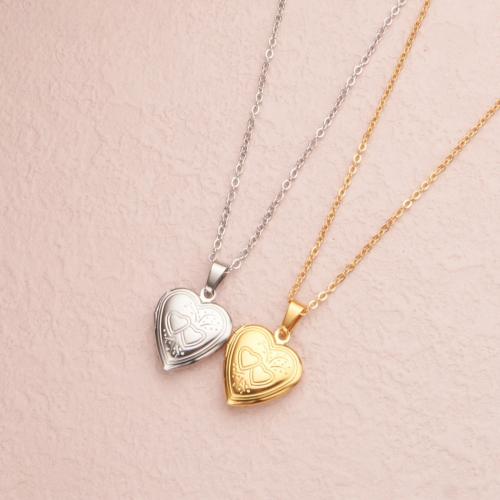 Fashion Locket Necklace, 304 Stainless Steel, with 2 Inch extender chain, Heart, polished, can open and put into something & fashion jewelry & Unisex, more colors for choice, Length:18 Inch, Sold By PC