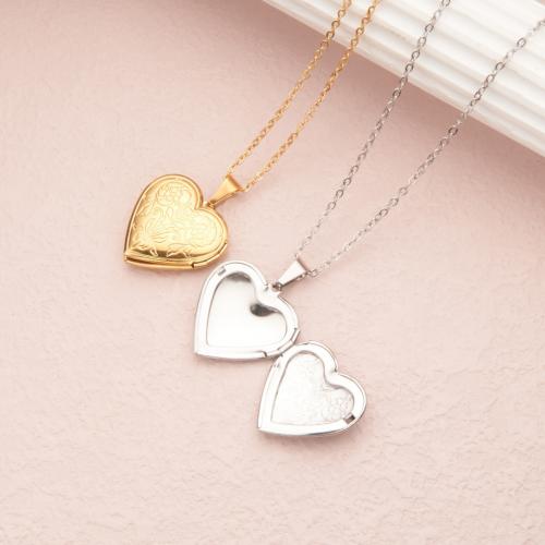 Fashion Locket Necklace, 304 Stainless Steel, with 2 Inch extender chain, Heart, polished, can open and put into something & fashion jewelry & Unisex, more colors for choice, Length:18 Inch, Sold By PC