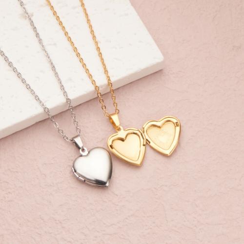 Fashion Locket Necklace, 304 Stainless Steel, with 2 Inch extender chain, Heart, polished, can open and put into something & fashion jewelry & Unisex, more colors for choice, Length:18 Inch, Sold By PC