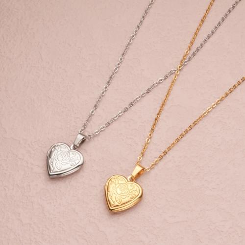 Fashion Locket Necklace, 304 Stainless Steel, with 2 Inch extender chain, Heart, plated, can open and put into something & fashion jewelry & for woman, more colors for choice, Length:18 Inch, Sold By PC