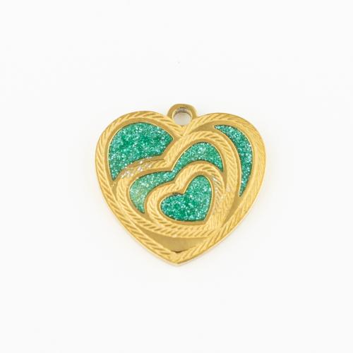 Stainless Steel Heart Pendants, 304 Stainless Steel, Vacuum Ion Plating, DIY & enamel, gold, 10PCs/Lot, Sold By Lot