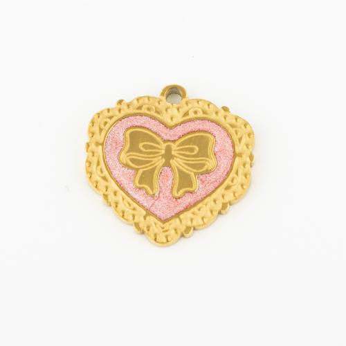 Stainless Steel Heart Pendants, 304 Stainless Steel, Vacuum Ion Plating, DIY & enamel, gold, 10PCs/Lot, Sold By Lot