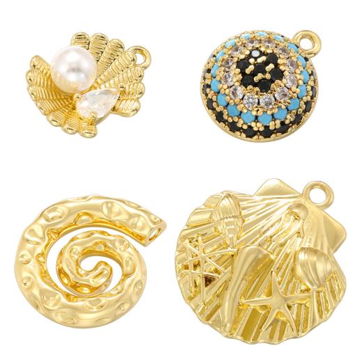 Cubic Zirconia Micro Pave Brass Pendant, with Plastic Pearl, plated, DIY & different styles for choice & micro pave cubic zirconia, more colors for choice, Sold By PC